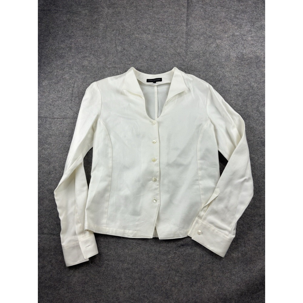Audrey Talbots Women's S White Button Down Shirt Cotton Minimalist Quiet Luxury